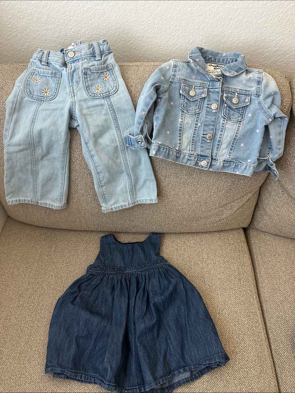 GAP Light Blue Denim Jacket with Pink Heart Details